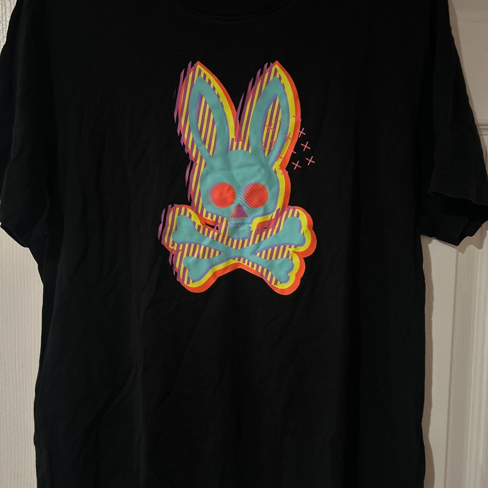 Black Psycho Bunny Tshirt with Colorful Logo Size 5/Medium
